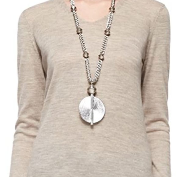 EILEEN FISHER The Fisher Project Open Back Royal Alpaca V-Neck Sweater Size M - Picture 2 of 8